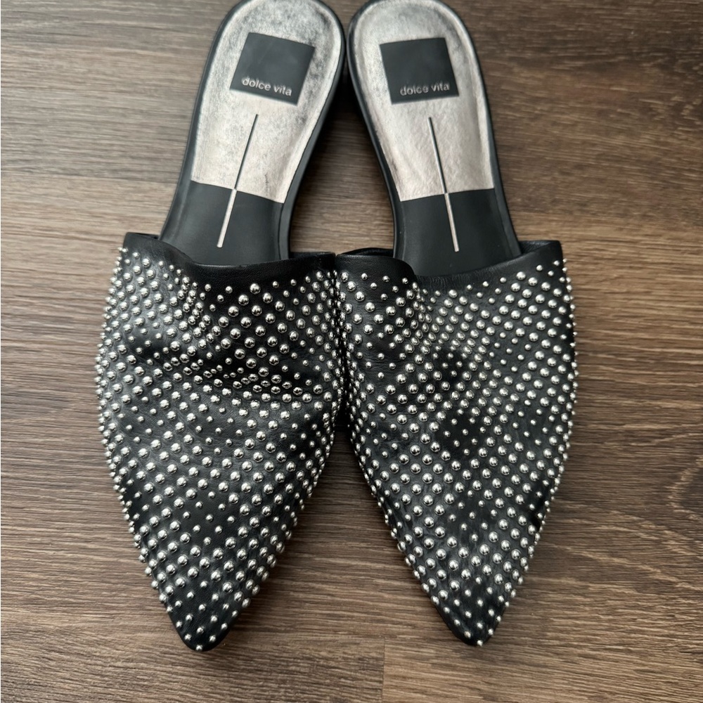 Dolce Vita Black Studded Women's Mules